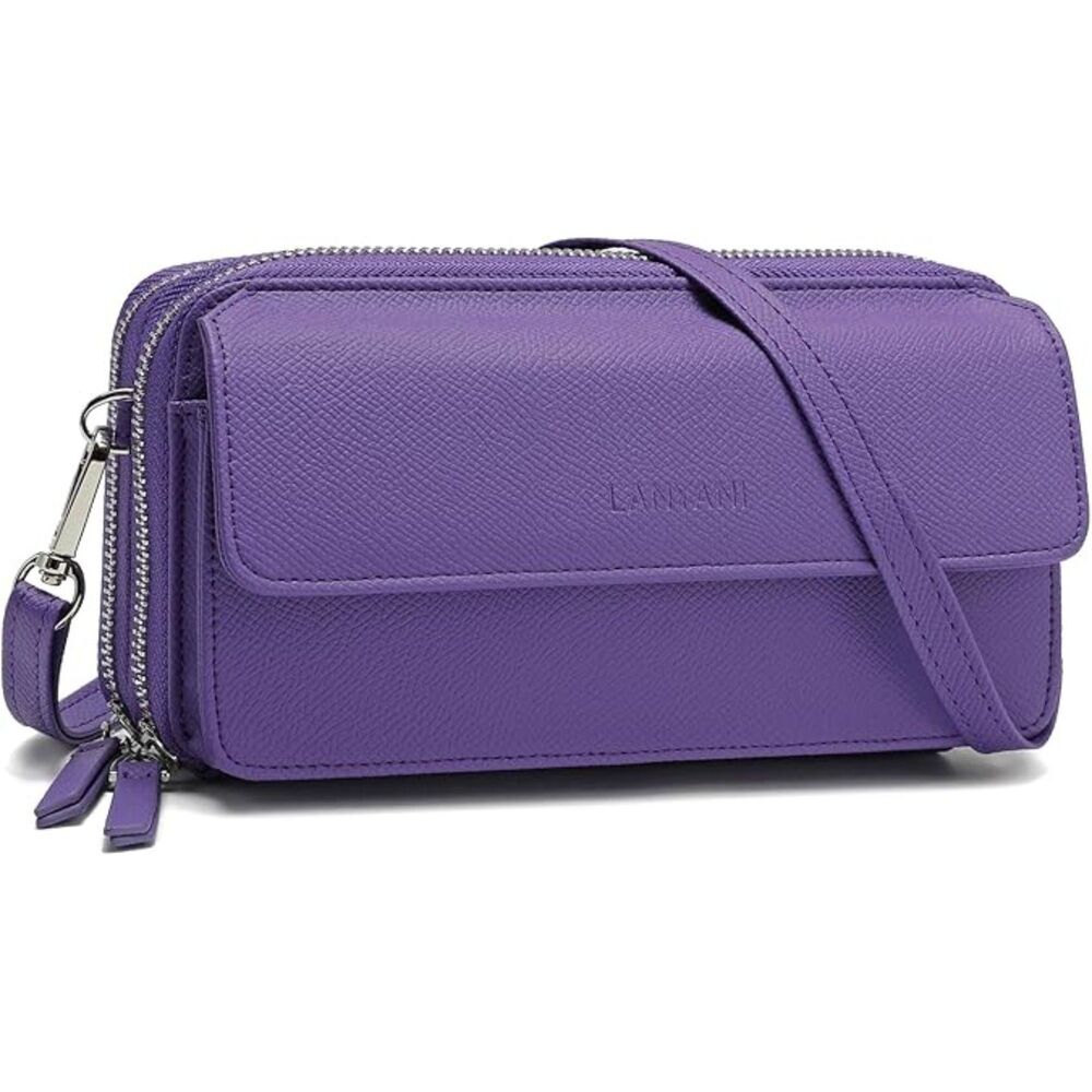 Women Saffiano Purple Imported Faux Leather Crossbody With Phone Pocket Bag